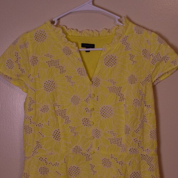 Talbots Women's Floral Eyelet Fit & Flare Summer Dress Preppy Patchwork Coquette - Picture 3 of 9